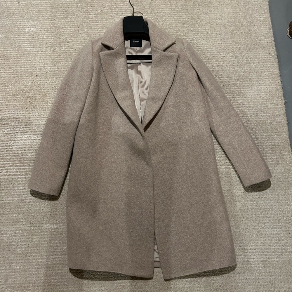 Oatmeal colored wool Theory coat